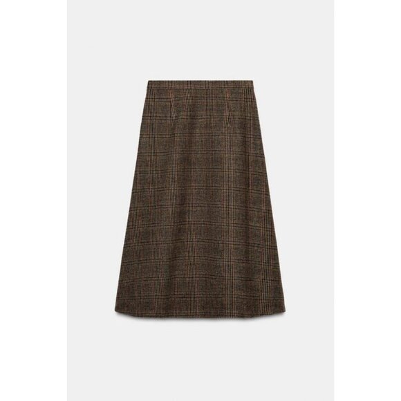 ZARA ZW COLLECTION CHECK SKIRT WITH WOOL AND PLEATS - Picture 9 of 10